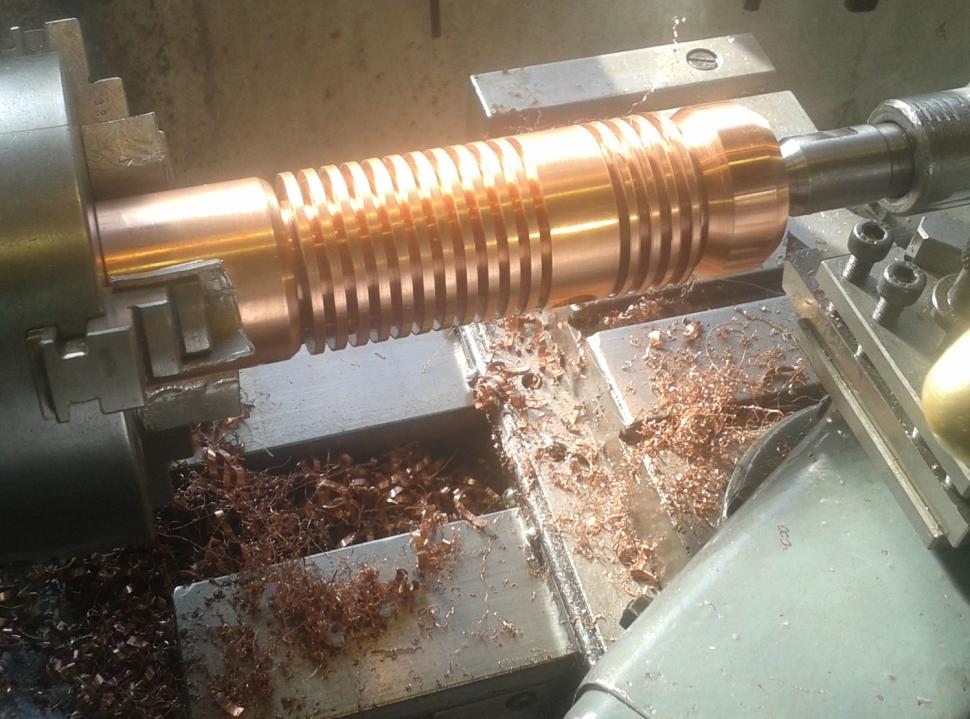 Machining an electrode post in the lathe